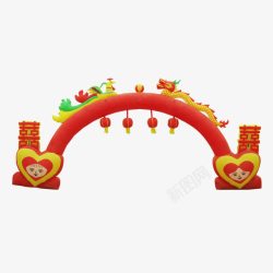 2017年红色中国风婚庆拱门素材