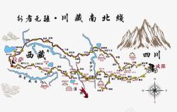 川藏骑行南北线路图素材