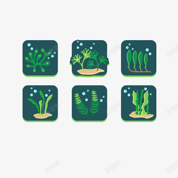 方形卡通珊瑚藻图标png_新图网 https://ixintu.com 卡通 方形 海草 海藻 珊瑚 珊瑚藻 绿色 绿色海藻