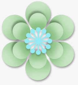绿色剪纸微立体装饰剪纸鲜花元素高清图片