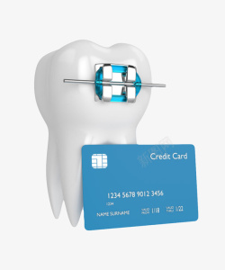 蓝色发亮的大牙齿和贷记卡素材