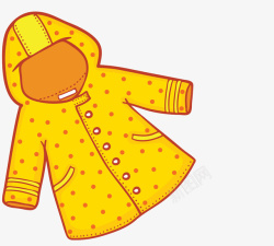 黄色雨衣手绘卡通插图可爱黄色雨衣高清图片
