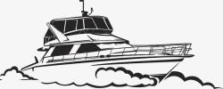 游艇PNG图黑白手绘游艇图标高清图片