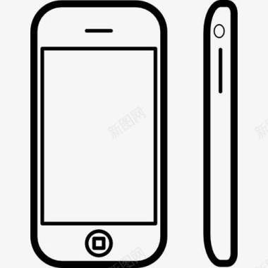 手机的圆润造型从侧面和前面的观点图标图标