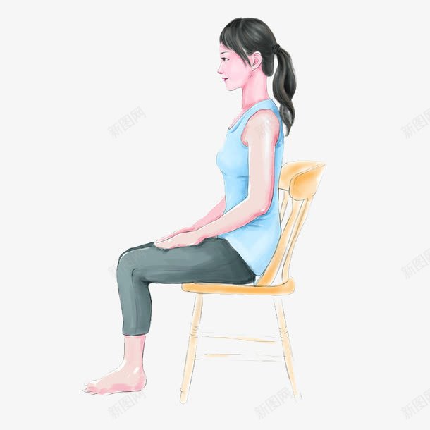 2017年正确坐姿女png免抠素材_新图网 https://ixintu.com 卡通画 坐在椅子上 坐在椅子上的人 挺胸抬头 正确坐姿