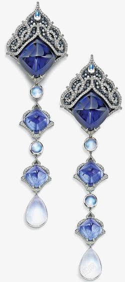 蓝宝石饰品蓝色宝石耳环高清图片