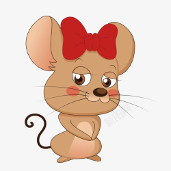 红色老鼠头戴蝴蝶结可爱的老鼠矢量图高清图片