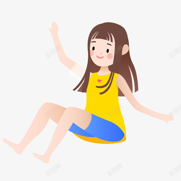 手绘卡通坐在地上的小女孩png免抠素材_新图网 https://ixintu.com 动漫 动画 卡通人物 坐在地上的小女孩 手绘 插画
