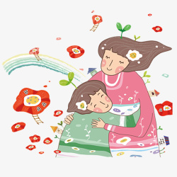 幸福的瞬间免费下载孩子和母亲爱的表达手绘温馨母亲高清图片