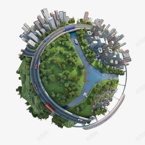 地球绿化和城市png免抠素材_新图网 https://ixintu.com 地球 城市 绿化 高楼大厦