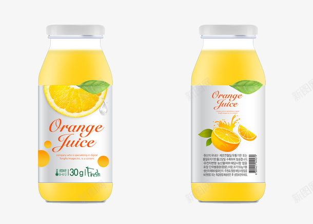 橙汁果汁包装瓶子png_新图网 https://ixintu.com 创意包装 平面 果汁橙汁 正面反面 质感包装袋设计感 饮品包装