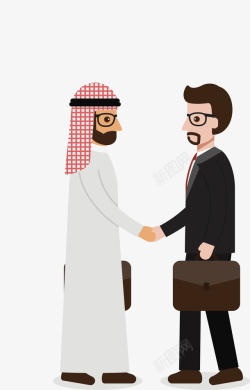 商人插画交谈的阿拉伯商人矢量图高清图片