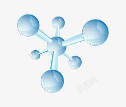 蓝色卡通化学分子素材