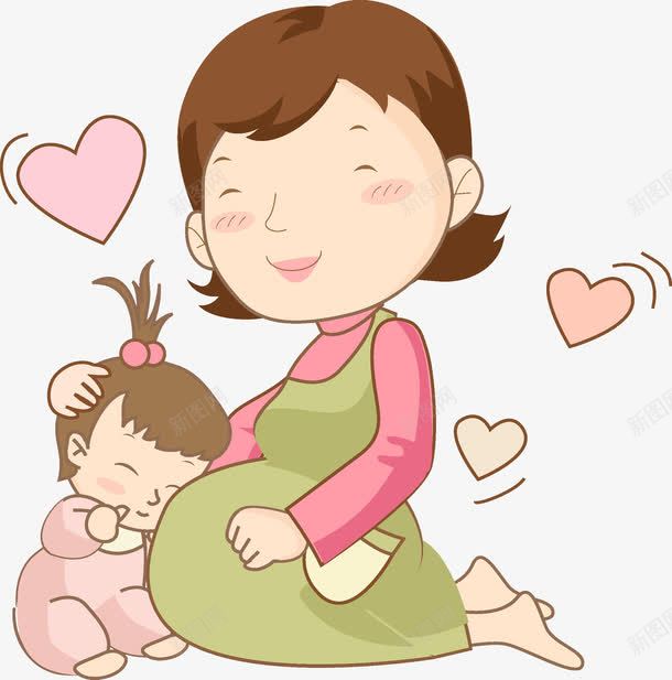 手绘孕妇png免抠素材_新图网 https://ixintu.com 卡通 图案 女孩 孕妇 孕妈咪 孩子 宝妈 微笑 手绘 爱心