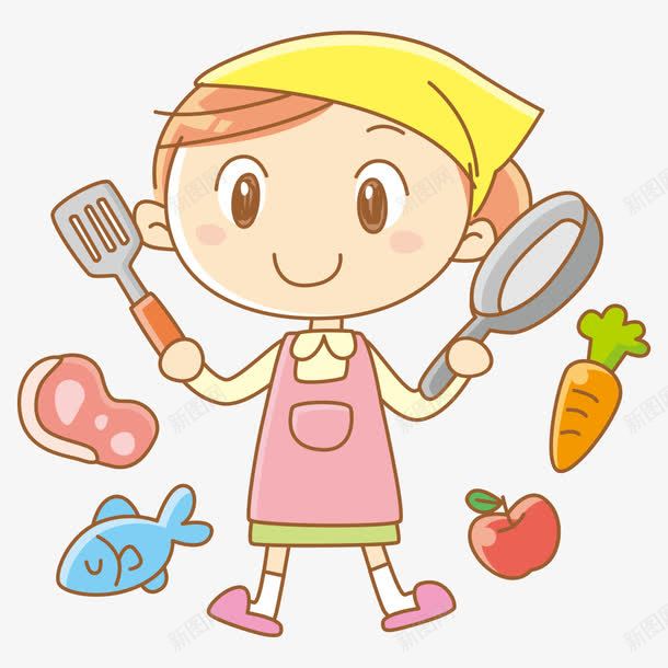 展示厨艺的女孩png免抠素材_新图网 https://ixintu.com 人物 人物插画 卡通人物 女孩 插画