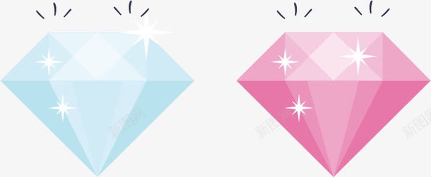 蓝色粉色钻石闪光png免抠素材_新图网 https://ixintu.com 手绘 清新 简洁 粉色 蓝色 钻石 钻石闪光 闪光