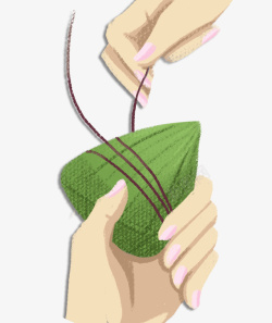 手指纹理绿色手绘包粽子元素高清图片