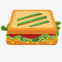 西餐三明治手绘插画素材