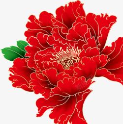 红色鲜艳金色质感的海棠花素材