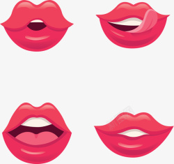 不同嘴型粉红性感嘴唇嘴型矢量图高清图片