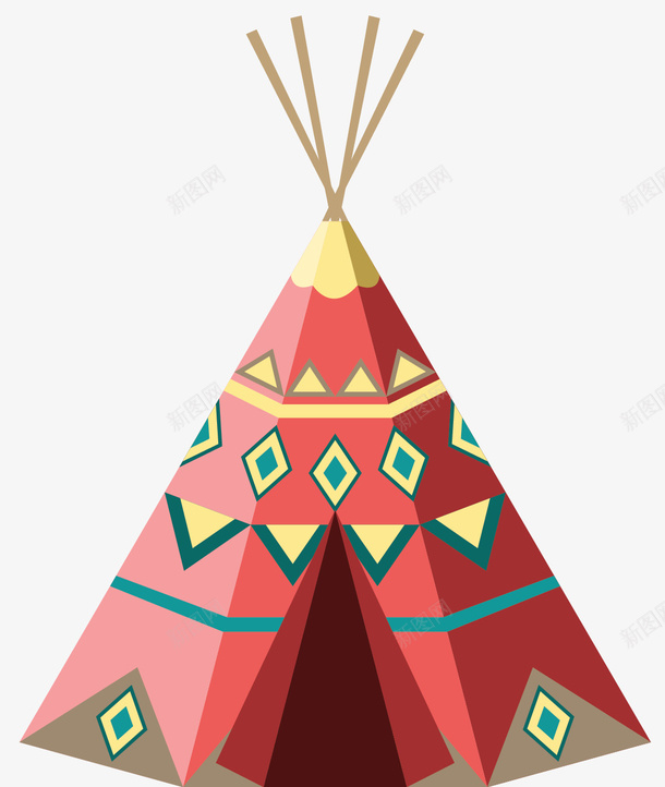 com 三角形 卡通帐篷 印第安帐篷 片状帐篷 简单帐篷 红色 红色帐篷