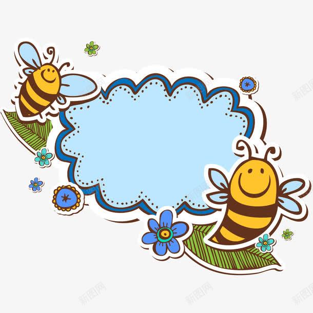 创意卡通蜜蜂剪贴语言框png免抠素材_新图网 https://ixintu.com 剪贴 叶子 昆虫 花卉 蜜蜂 语言框