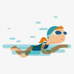 游泳锻炼蛙泳式游泳卡通插画矢量图高清图片