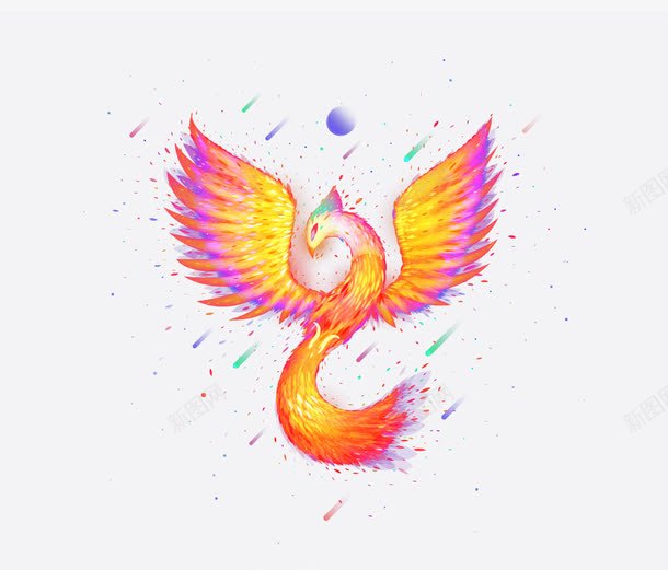 色彩光晕光影炫彩梦幻飞翔火凤凰