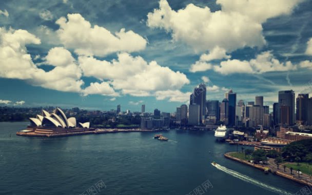 悉尼天空歌剧院大海背景