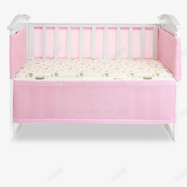 粉色女孩婴儿床png免抠素材_新图网 https://ixintu.com 儿童家具 儿童床 单人床 婴儿床 家具 床 童床