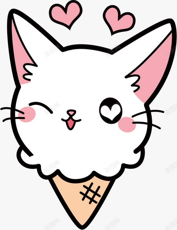 卡通猫咪png免抠素材_新图网 https://ixintu.com 卡通 可爱 手绘 猫 猫咪 白色猫咪 粉色耳朵