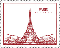 巴黎邮票一张风景邮票矢量图高清图片