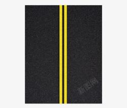 黄色吸管黑色柏油马路平面展示高清图片
