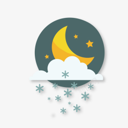 夜晚下雪场景夜晚月亮下雪装饰矢量图高清图片