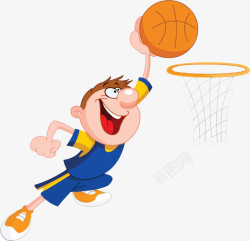 手绘玩篮球的男孩一个投篮男孩高清图片