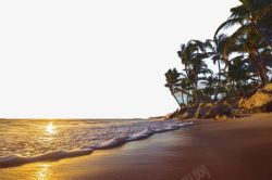 日落的海滩美丽的海滩景色高清图片