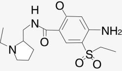 化学药阿米舒必利分子结构矢量图高清图片