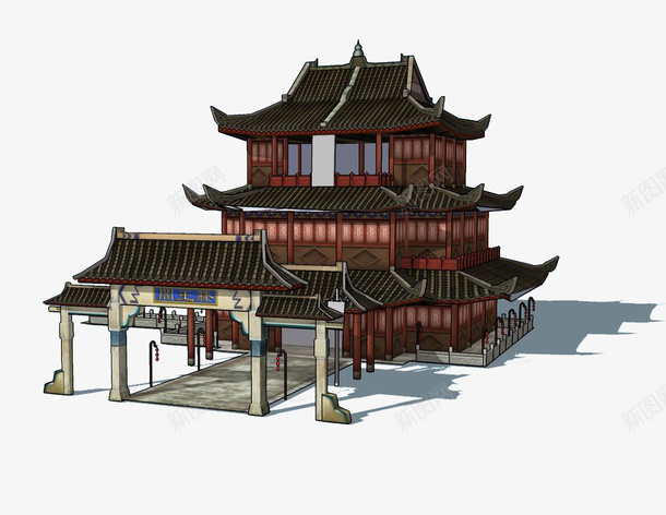 3d手绘滕王阁png免抠素材_新图网 https://ixintu.com 3d手绘 手绘 滕王阁 著名景点