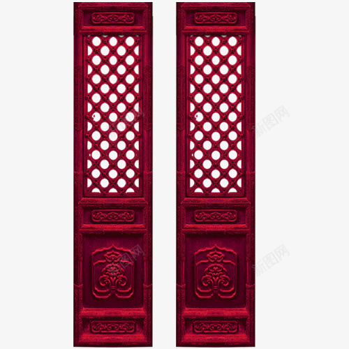 红色古代木门装饰图案png免抠素材_新图网 https://ixintu.com 免抠PNG 古代 木门 红色 装饰图案