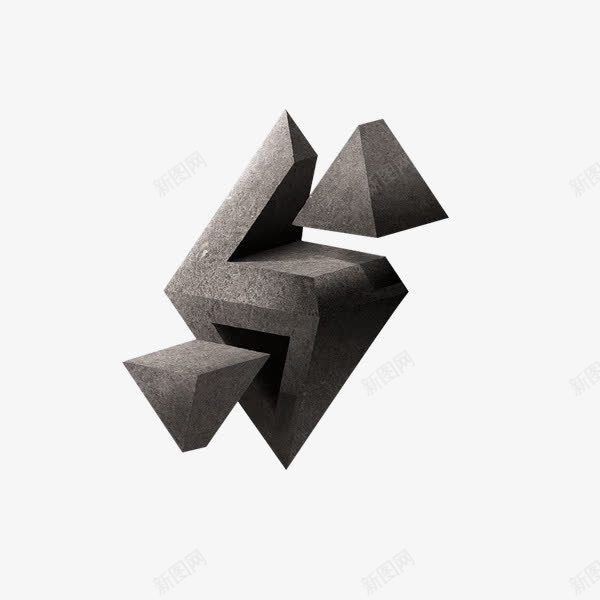 立体矩形元素png免抠素材_新图网 https://ixintu.com 3D 三角形 厚实 黑灰