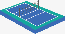 蓝色立体网球球场素材