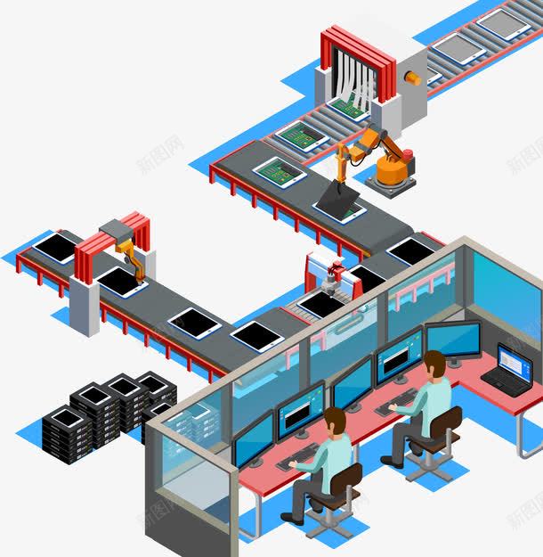 手绘流水线png免抠素材_新图网 https://ixintu.com 工厂 手绘 流水线 车间流水线