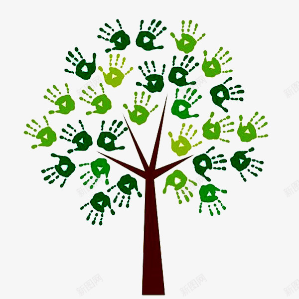 手指树png免抠素材_新图网 https://ixintu.com 手指 手掌 指纹树 指纹矢量 树木矢量 签到树 绿色