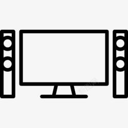 现代电视机大电视两大喇叭图标高清图片