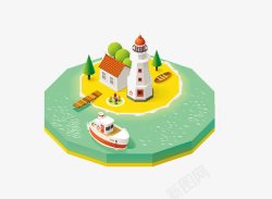 邮轮图片下载卡通3D度假小岛俯视图高清图片