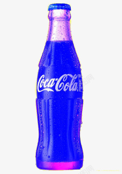 消暑饮品蓝色可口可乐玻璃瓶高清图片