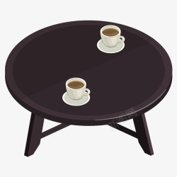 黑色圆桌黑色桌子上的两杯咖啡矢量图高清图片