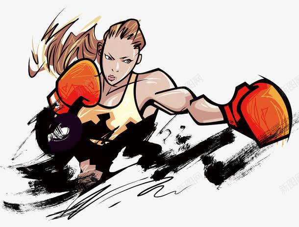 女泰拳运动员png免抠素材_新图网 https://ixintu.com 女运动员 插画 格斗运动 泰拳 竞技体育