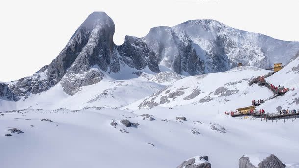 云南玉龙雪山风景psd免抠素材_新图网 https://ixintu.com 名胜古迹 旅游风景 著名建筑