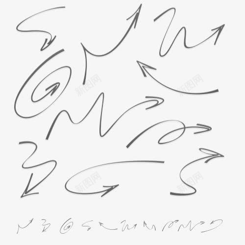 箭头绘画psd免抠素材_新图网 https://ixintu.com 手绘形 方向标 箭头 黑色